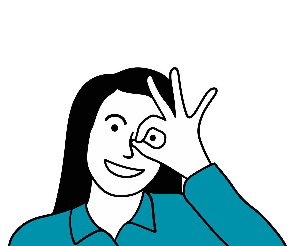 Man showing okay sign on eye and smiling vector