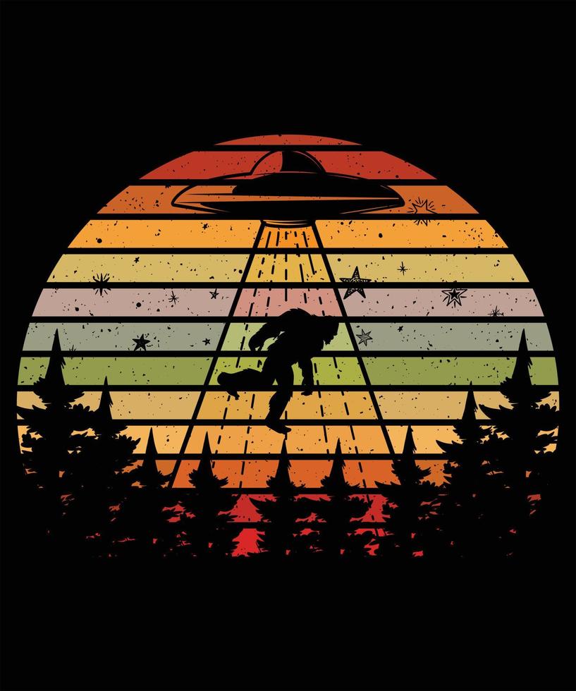 Bigfoot UFO Graphic Vector Tshirt Illustration