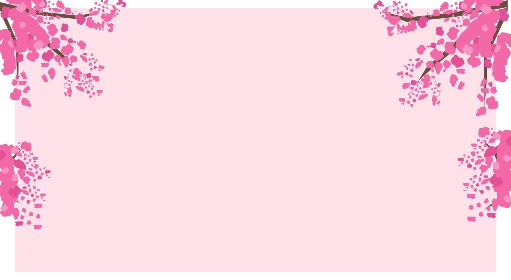 fondo rosa horizontal con flor de cerezo. vector