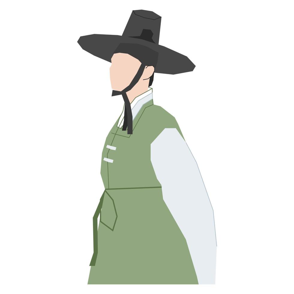 Man in hanbok - traditional korean clothes. Traditional Korean outfits. Korean folk clothing. Vector stock illustration isolated on white background