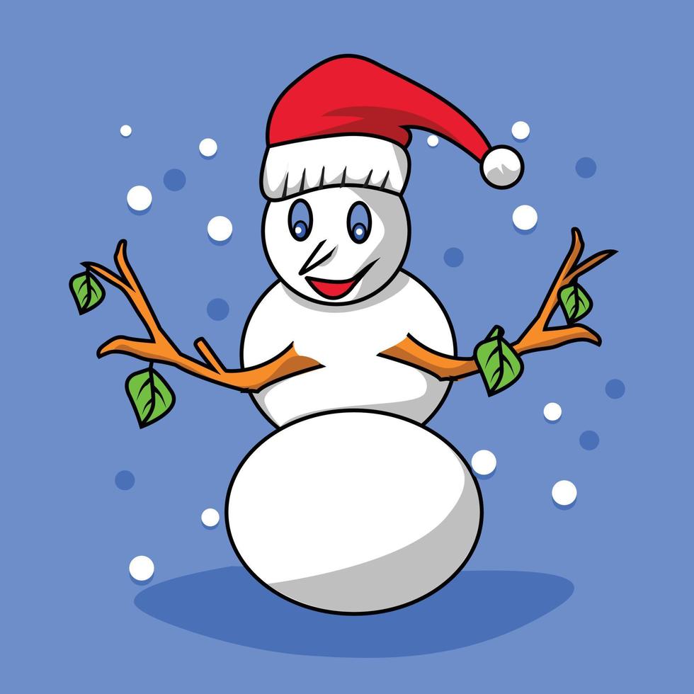 lindo muñeco de nieve en navidad vector