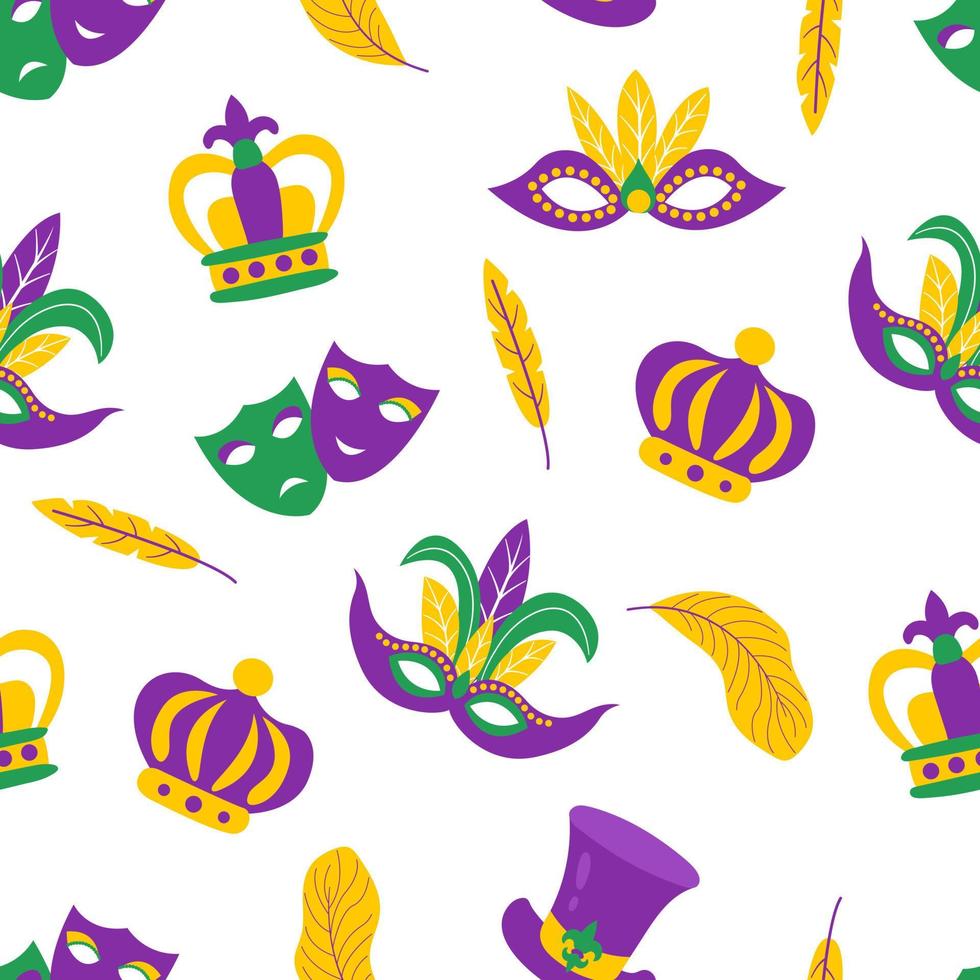 Seamless pattern Mardi Gras carnival. Design for fabric, textile, wallpaper, packaging. vector