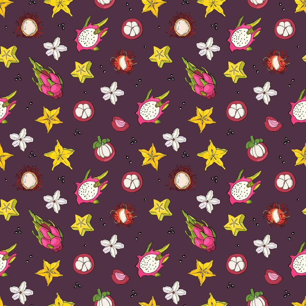 Seamless pattern with exotic fruits. Design for fabric, textile, wallpaper, packaging. vector