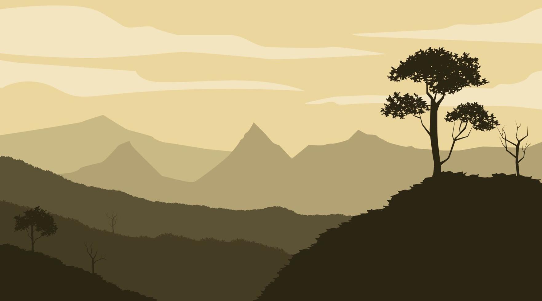 Mountain landscape background, beautiful natural forest vector