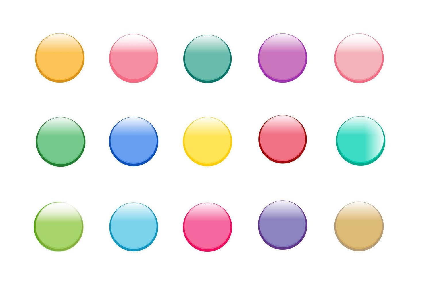 conjunto de botón redondo colorido, ilustración de vector de icono.