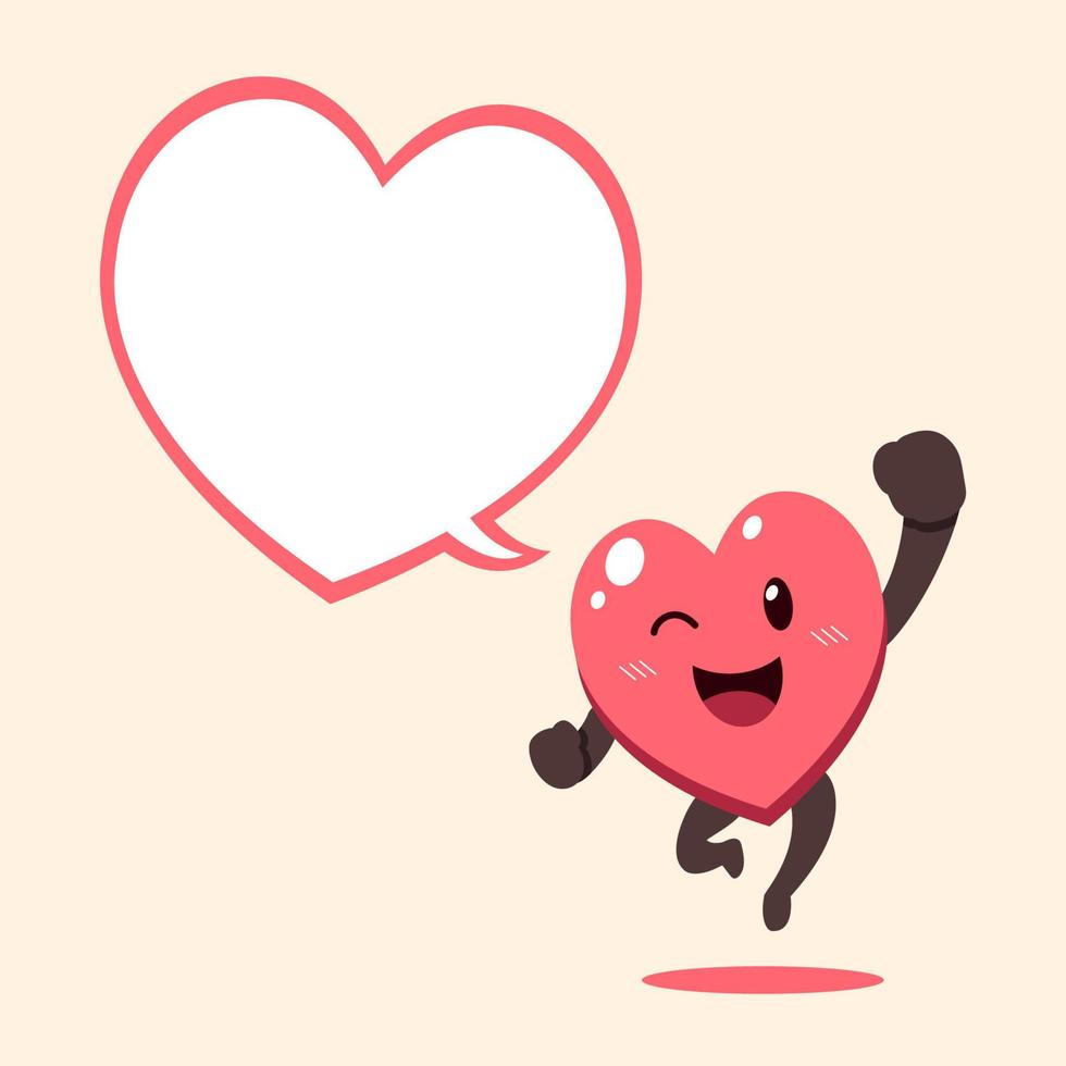 Vector cartoon heart character with speech bubble