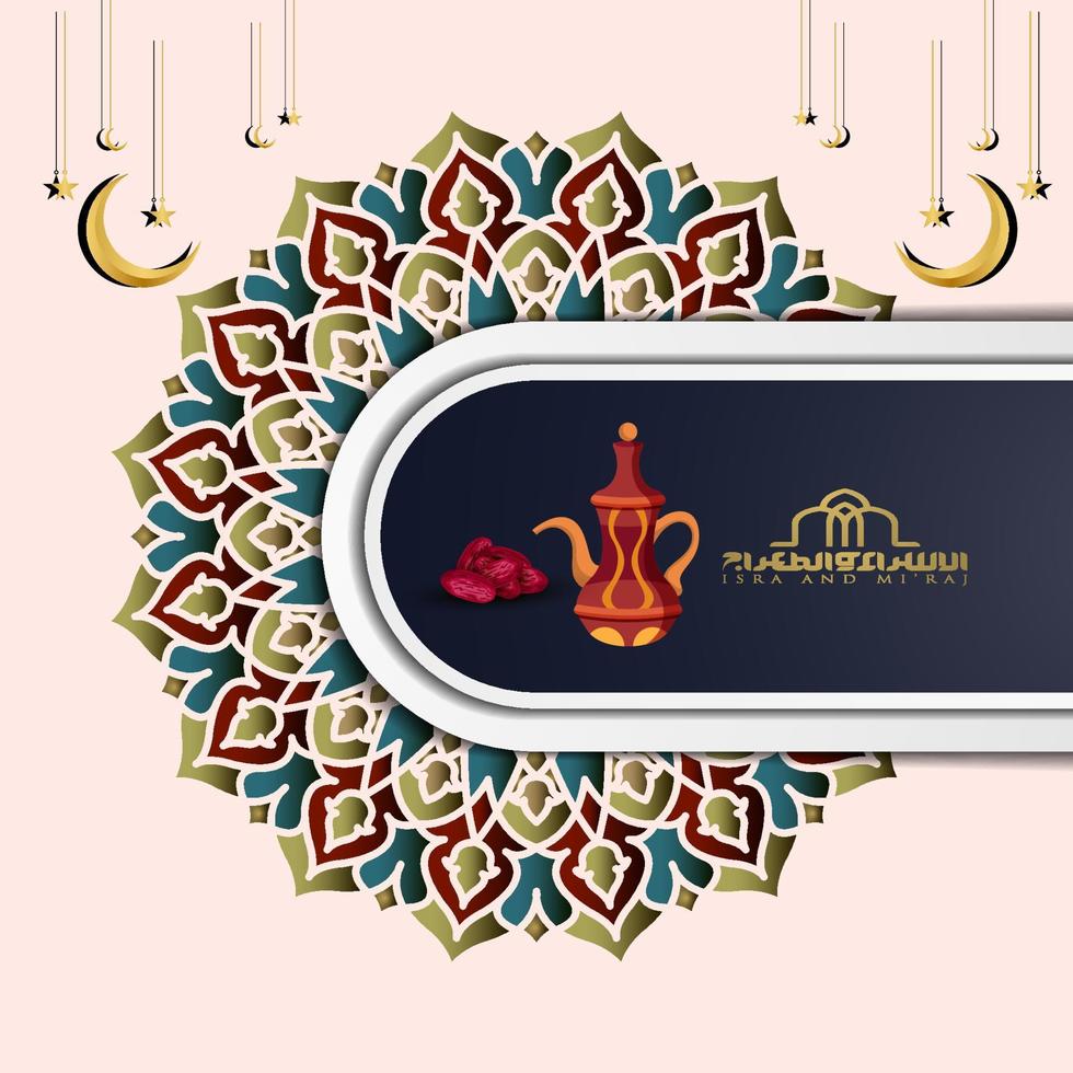 diseño de tarjeta de felicitación de ramadan kareem con caligrafía islámica de arte mandala, afiche islámico de ramadan 'fondo de ramadan kareem con hermosos faroles minero de mezquita y pancarta árabe islámica. vector