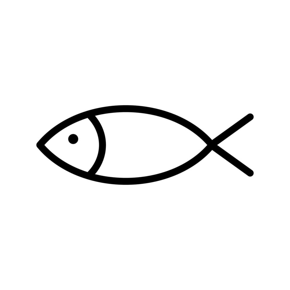 línea de icono de pescado aislada sobre fondo blanco. icono negro plano y delgado en el estilo de contorno moderno. símbolo lineal y trazo editable. ilustración de vector de trazo simple y perfecto de píxeles