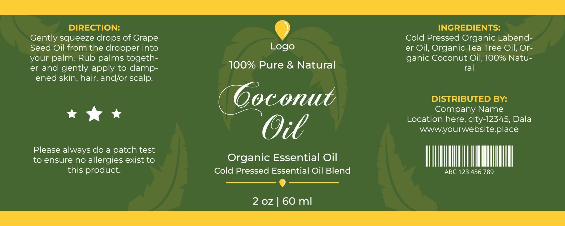 CBD Label Design Template, Dropper Bottle Label Design Template, Diy Editable Coconut Oil Label Template, Body Skincare Bottle Label Design Template vector