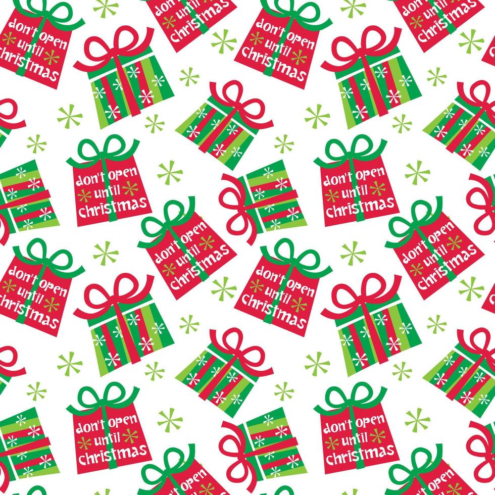 Seamless patter of Christmas Presents. Don't open until Christmas text - Christmas Vector design
