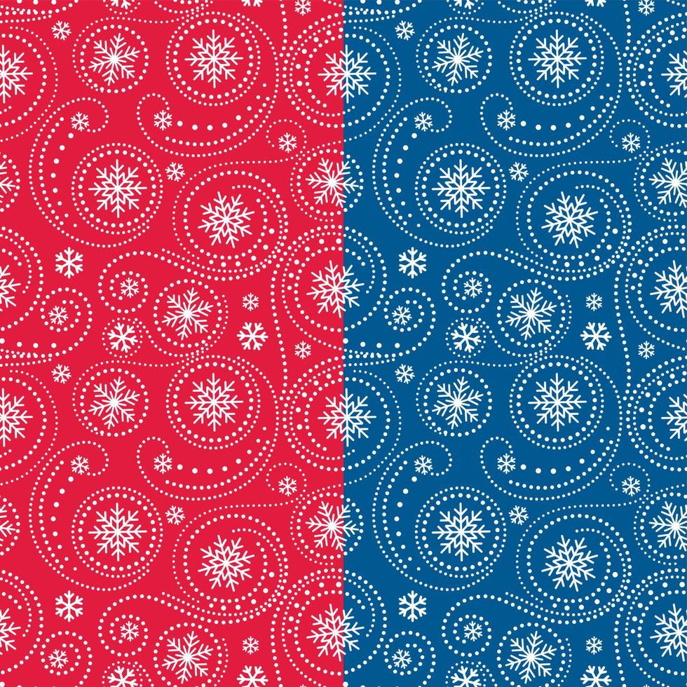 Seamless pattern of Christmas Snowflakes with Swirl dots - Christmas vector design