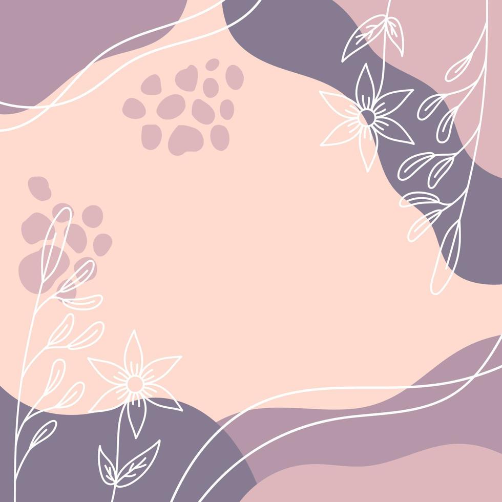 Hand drawn minimalist abstract background with flowers vector