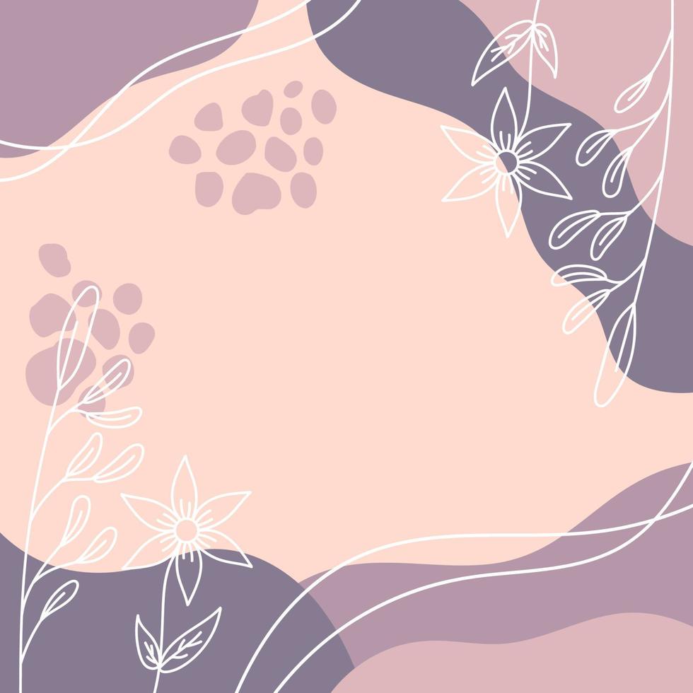 fondo abstracto minimalista dibujado a mano con flores vector