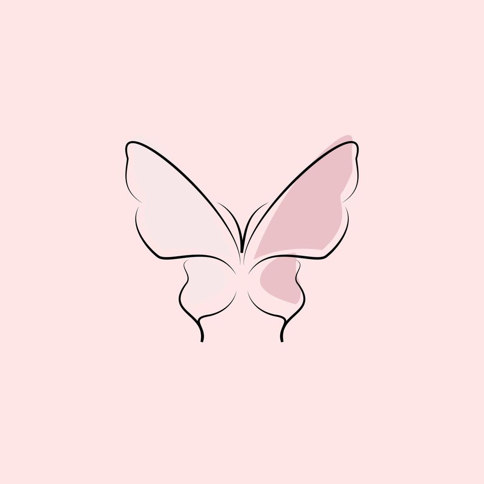 Beauty butterfly line art logo design template vector