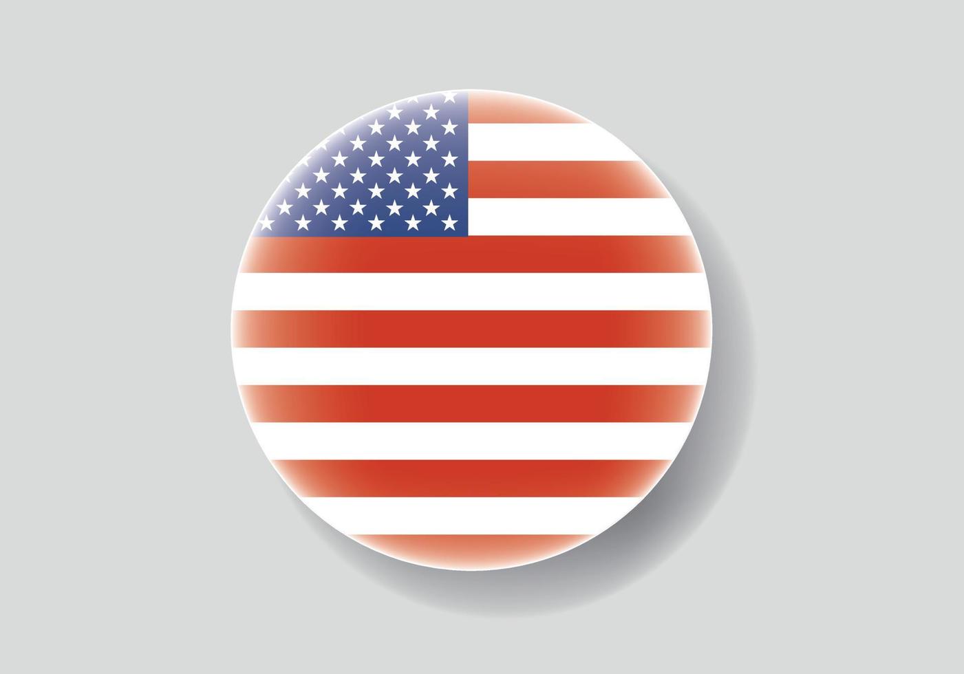 bandera de américa como icono brillante redondo. botón con la bandera de américa vector