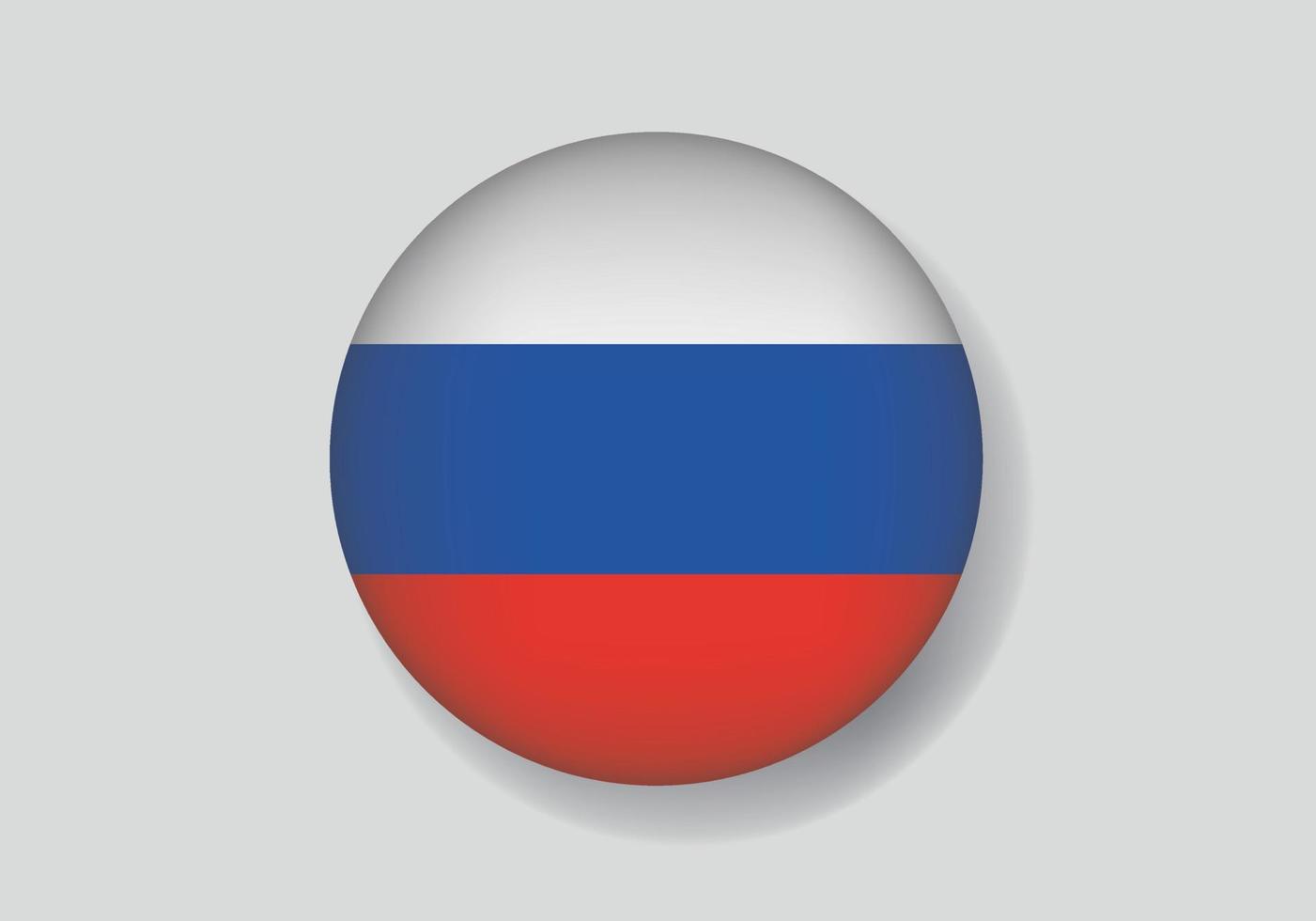 bandera de rusia como icono brillante redondo. botón con la bandera de rusia vector