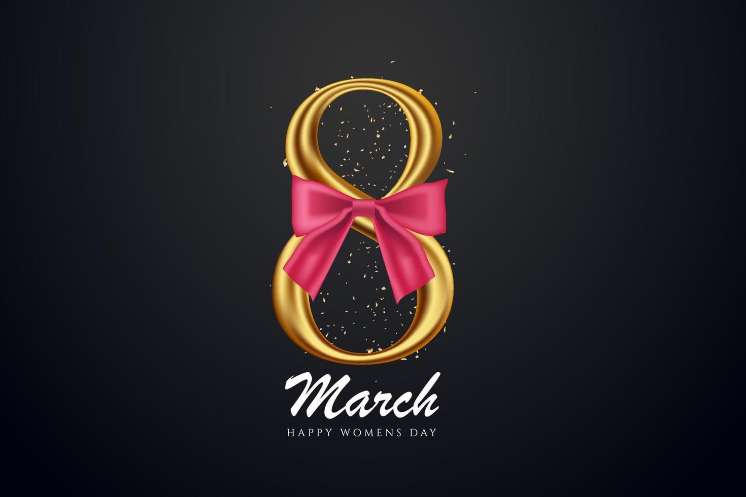 8 March banner with golden 3d number vector