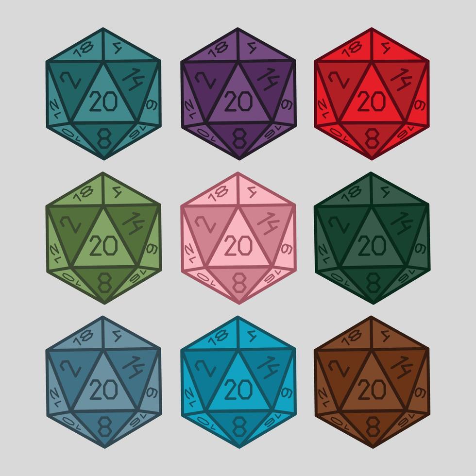 d 20 icosaedro dados ilustración vectorial mtg rpg vector