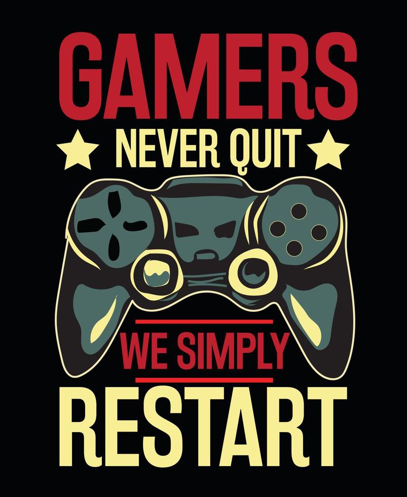 Typography gamers t shirt template design. vector