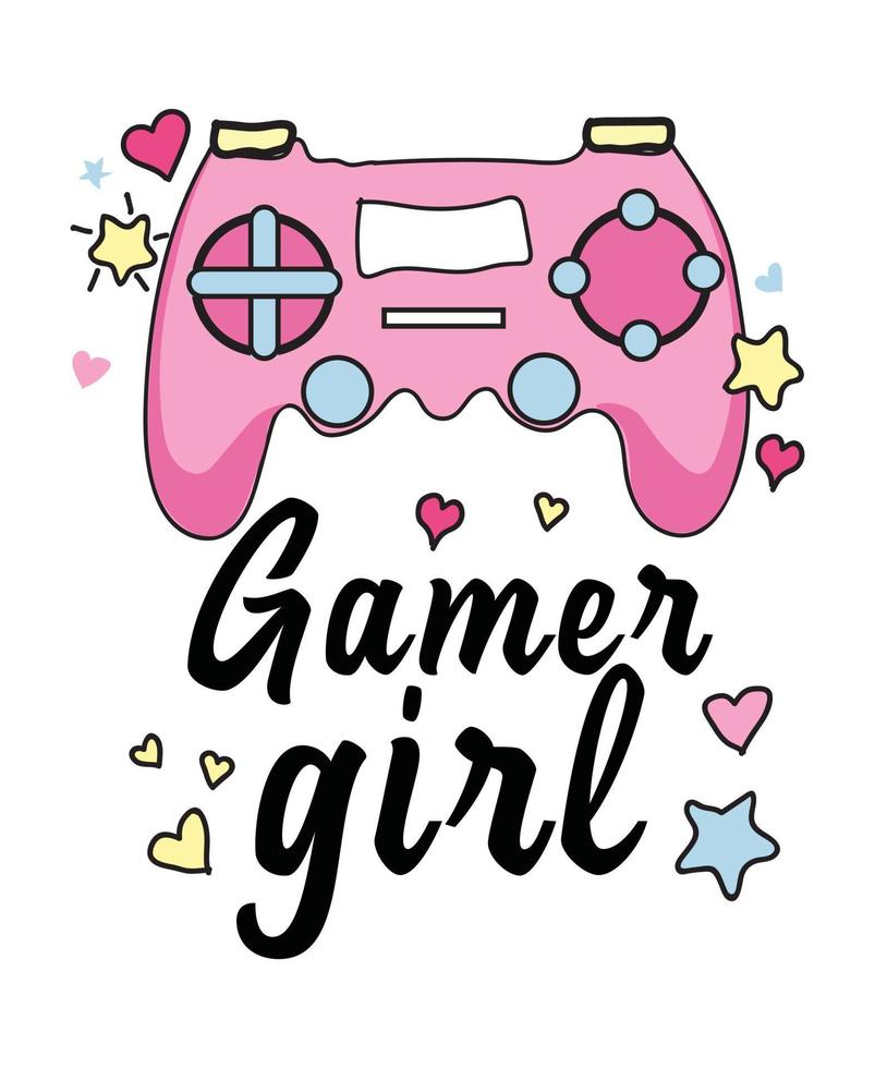 diseño de plantilla de camiseta de chica gamer de tipografía. vector