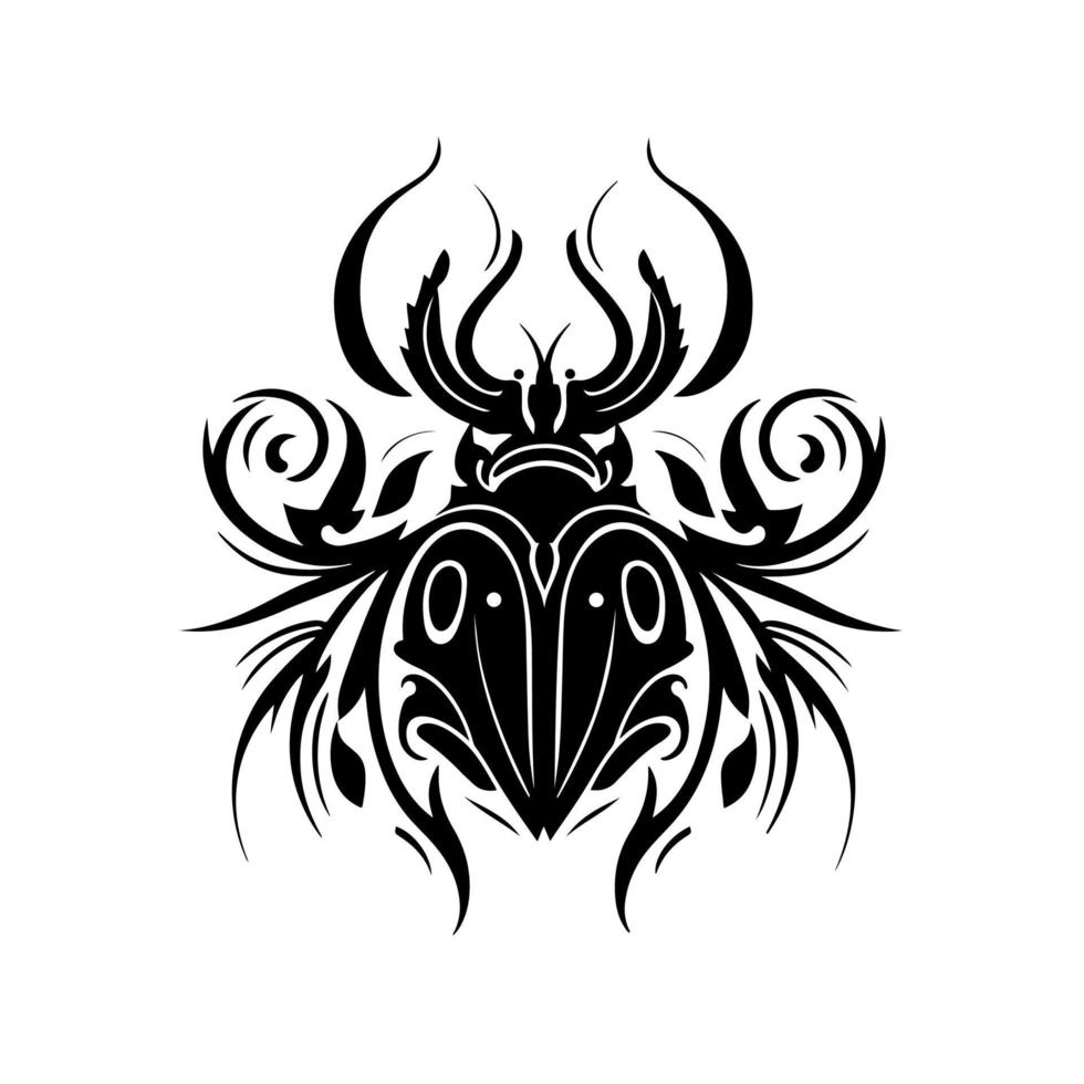 Black ornamental bug sign. Vector image for tattoo, logo, emblem, embroidery, laser cutting, sublimation.