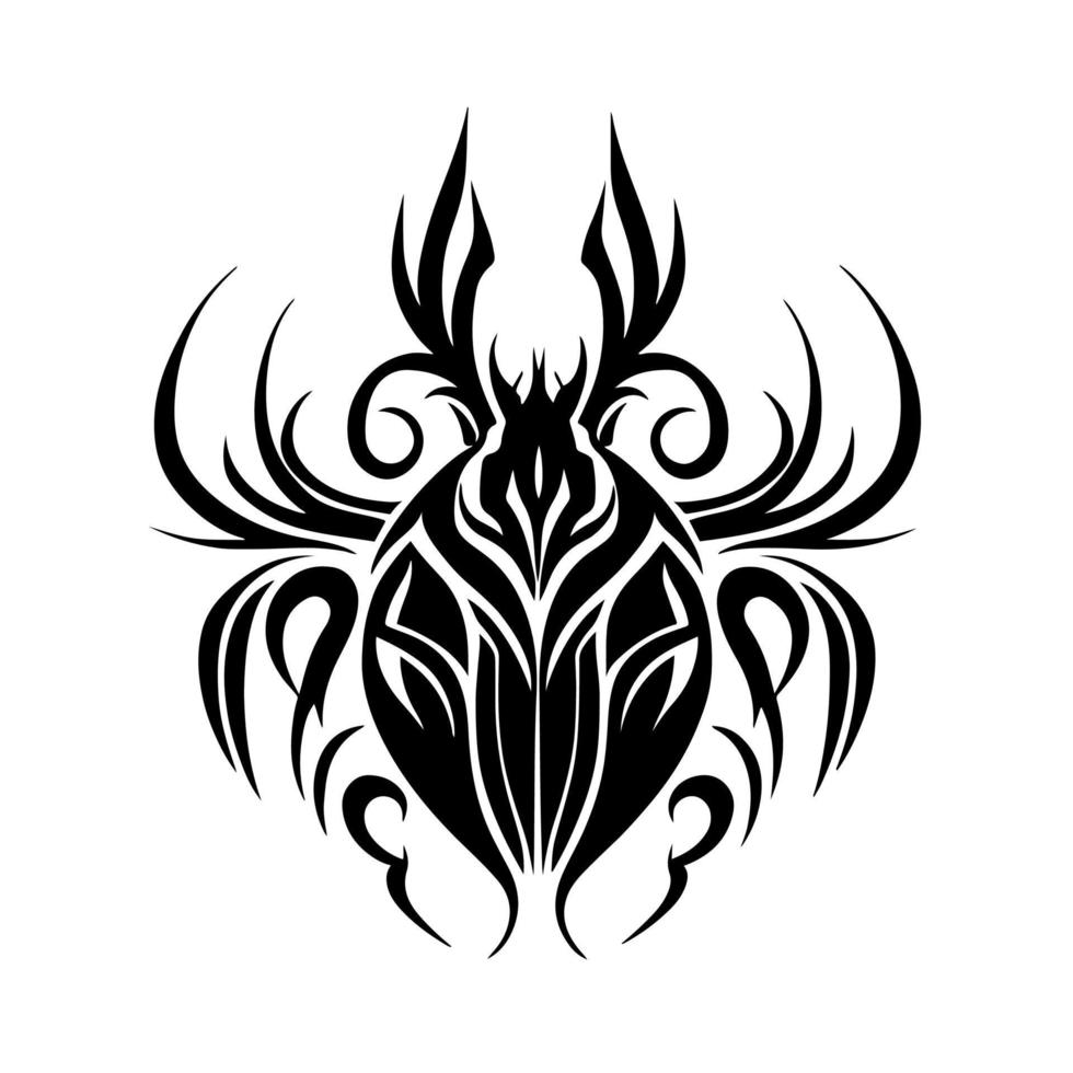 insecto ornamental negro. ilustración vectorial para tatuaje, logotipo, emblema, bordado, corte por láser, sublimación. vector