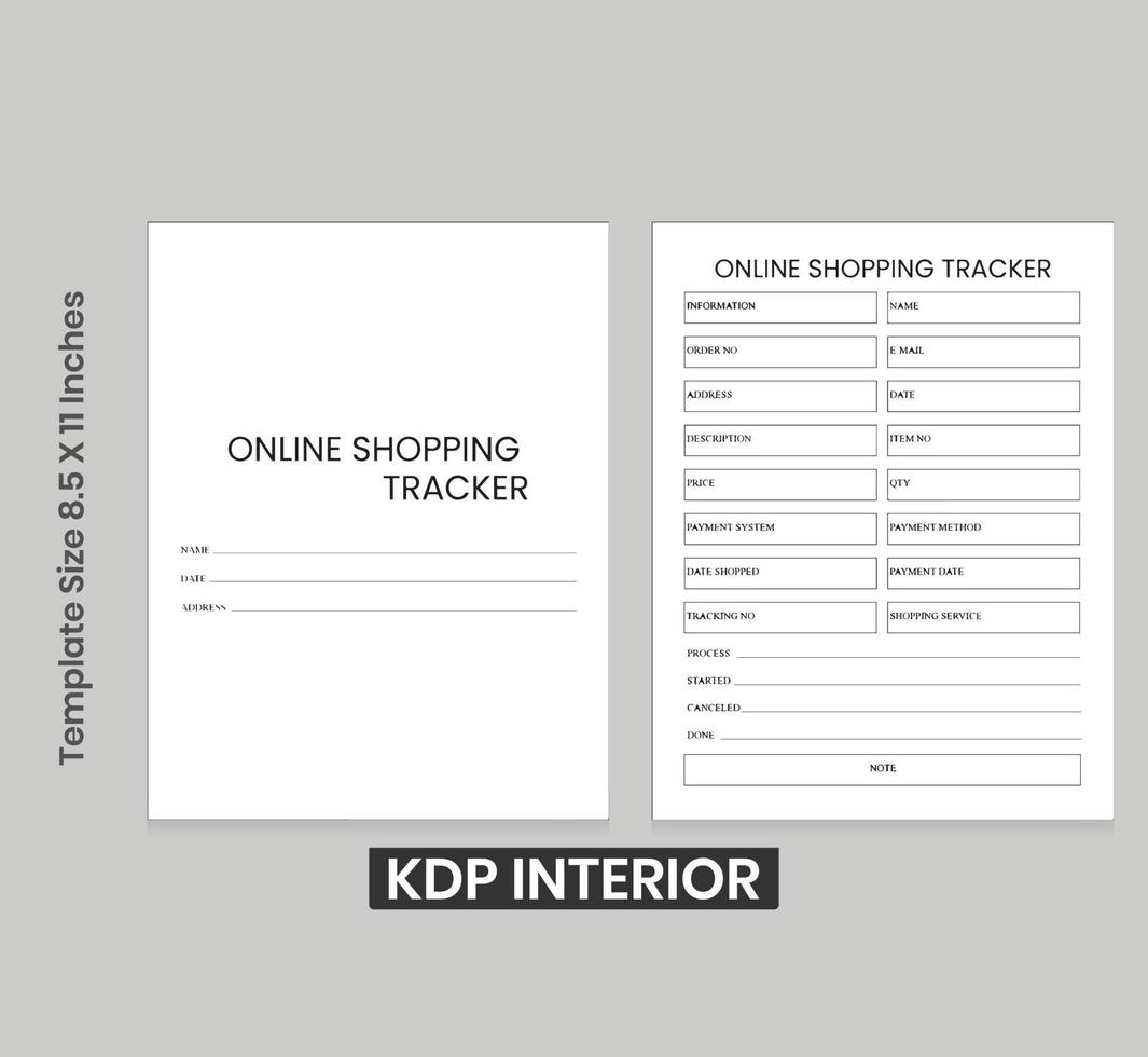 Online Shopping Tracker Log Book vector