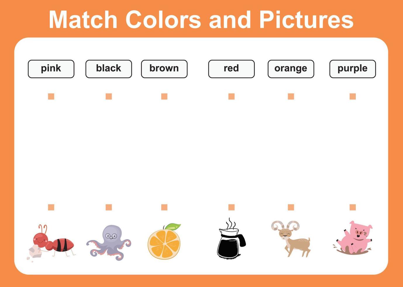 combinar colores e imágenes. hoja de trabajo educativa para preescolar. ilustración vectorial vector