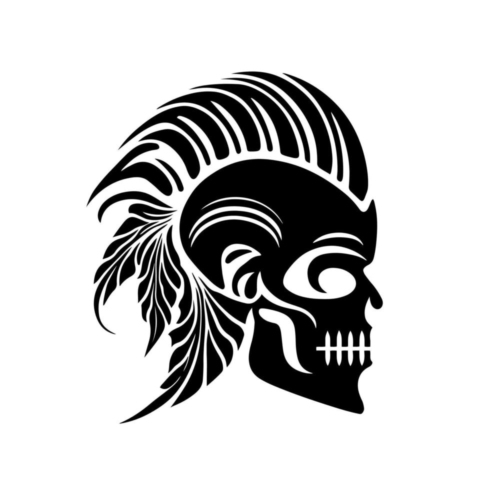 signo de cráneo abstracto y ornamental. ilustración decorativa para tatuaje, logotipo, emblema, bordado, corte por láser, sublimación. vector