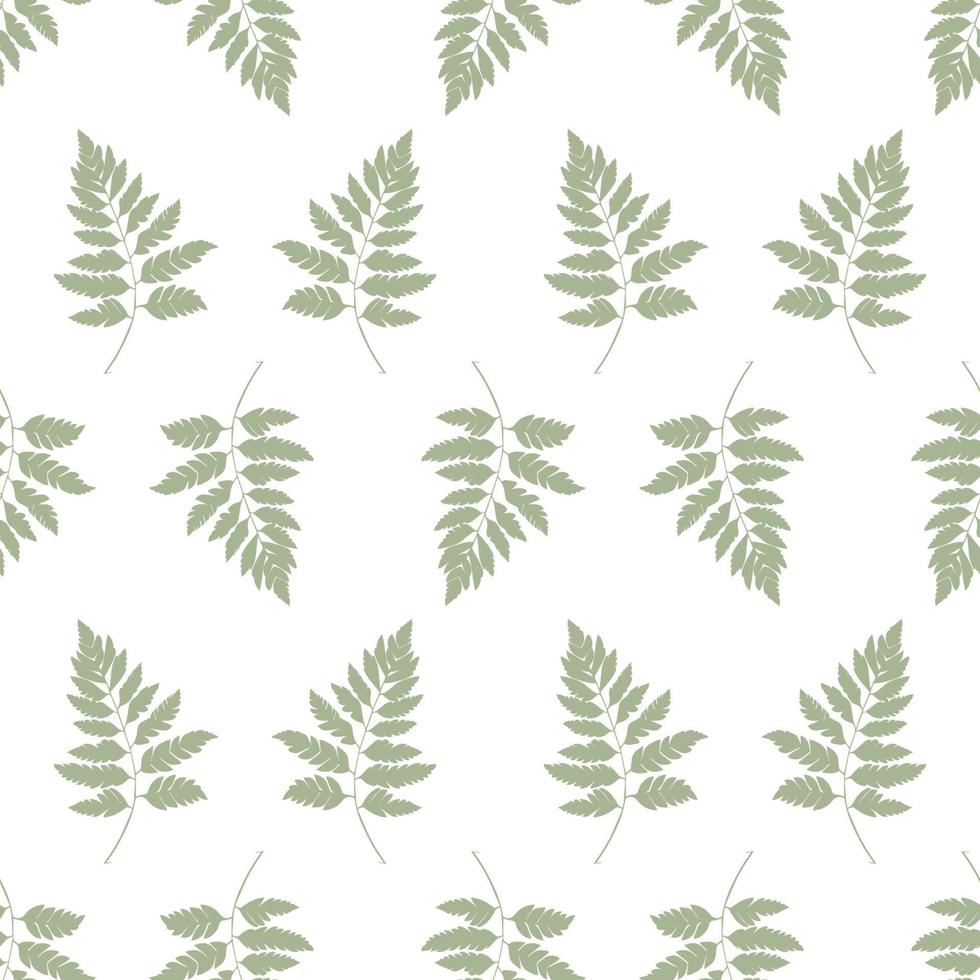 Simple Natural Fern Seamless Pattern. Vector Illustration