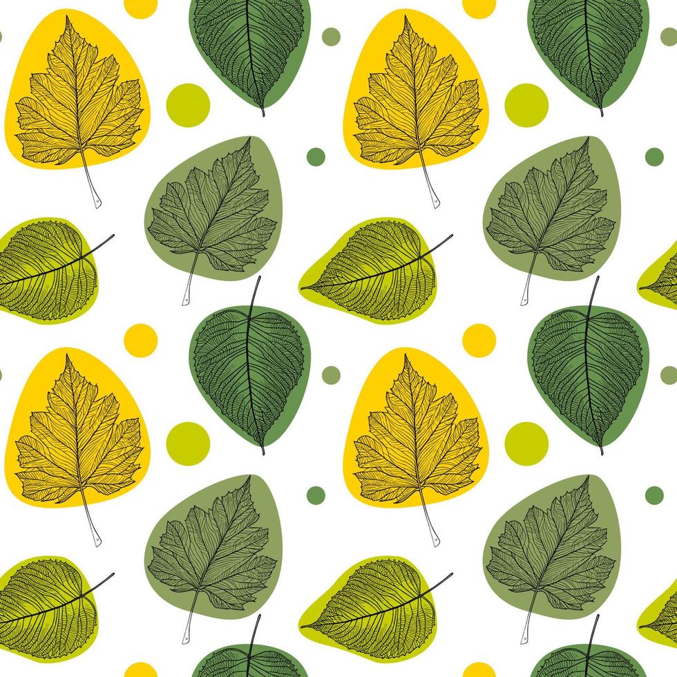Simple Natural Leaves Seamless Pattern. Vector Illustration EPS10