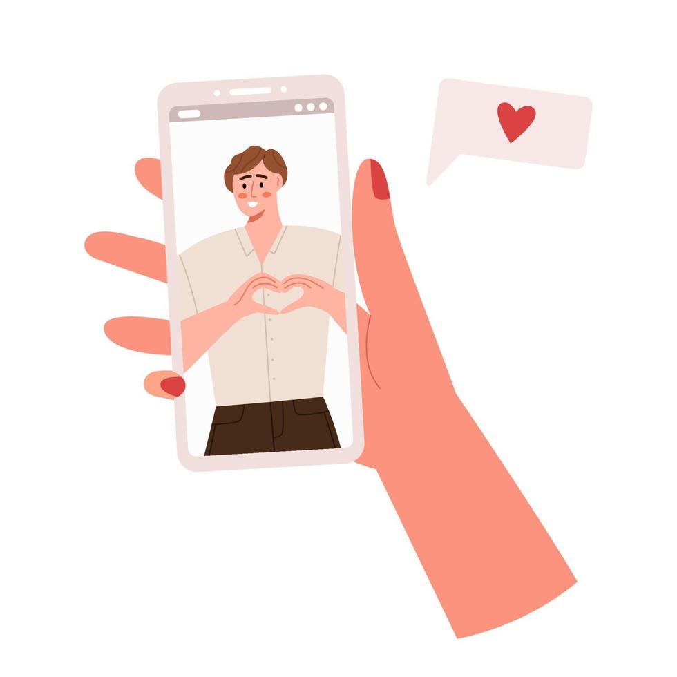 Video call concept with loved one vector