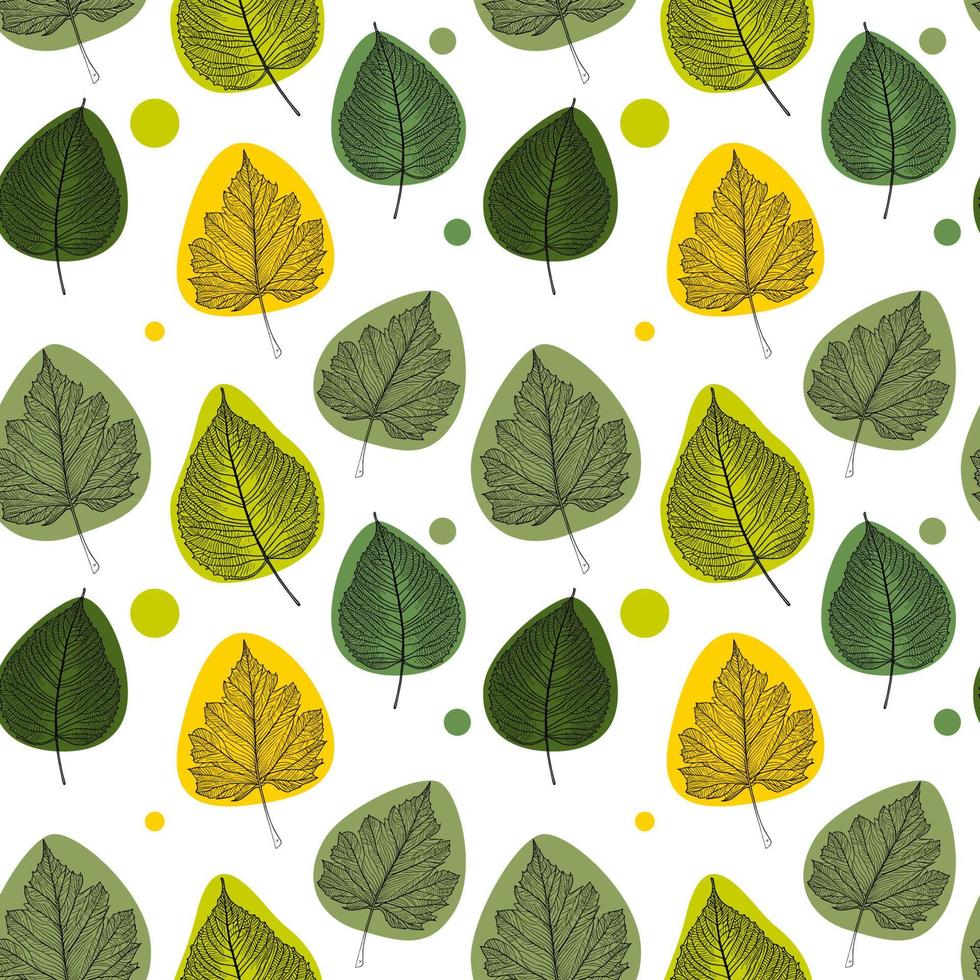 Simple Natural Leaves Seamless Pattern. Vector Illustration EPS10
