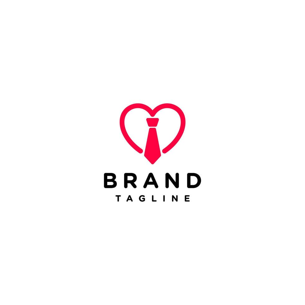 Employee tie and heart symbol line logo design. Simple logo about workers who work with love. vector