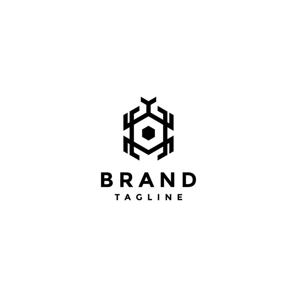 Beetle symbol design in minimalistic geometric lines vector