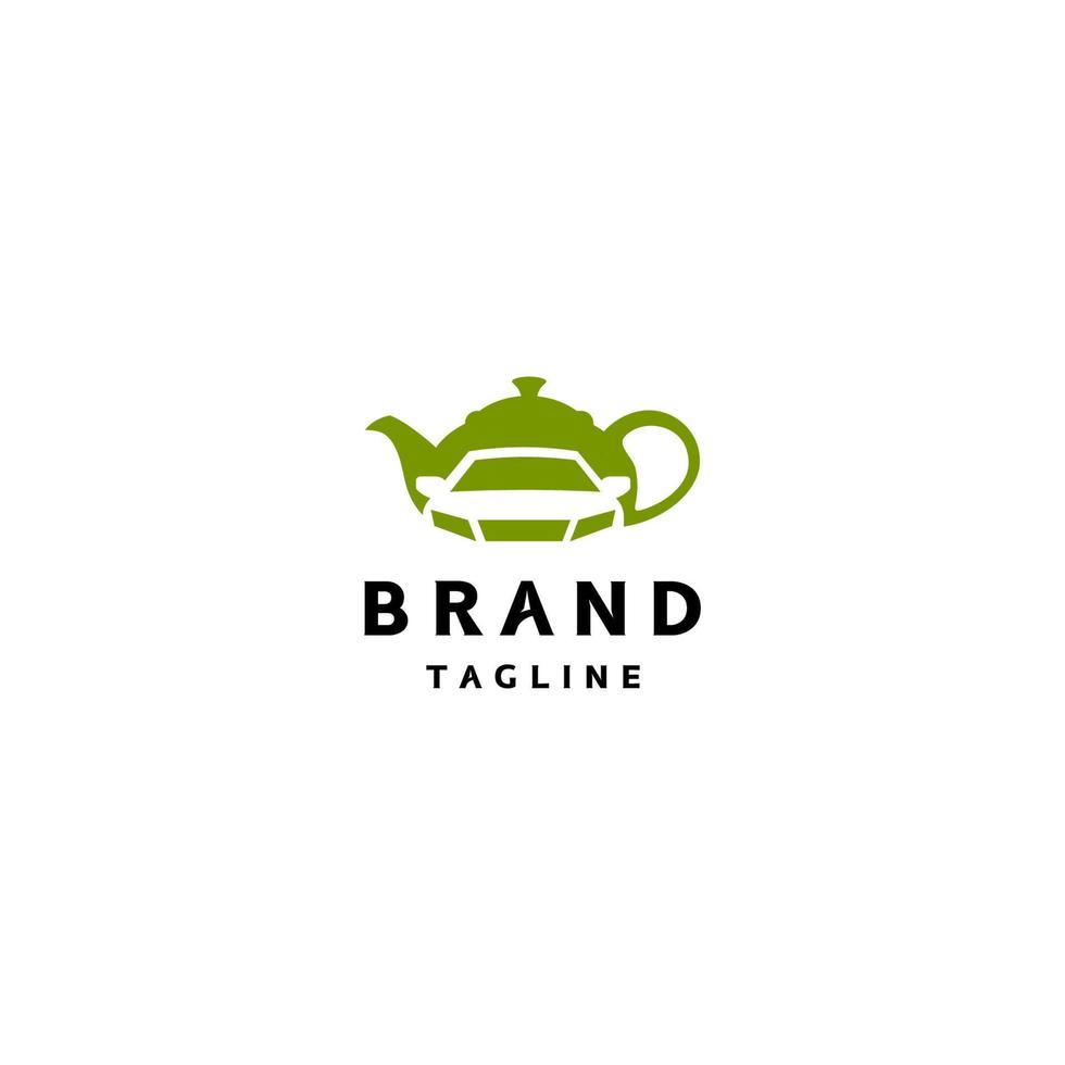Silhouette of car in shadow of Teapot logo design. In accordance with the automotive business, transportation and beverage services. vector