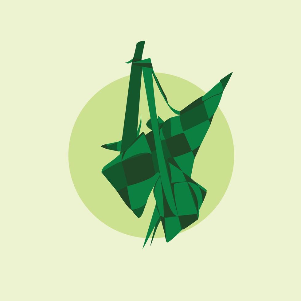 composición típica de ketupat tradicional con diseño plano vector