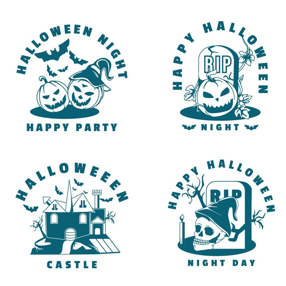 Halloween special set blue logo free vector