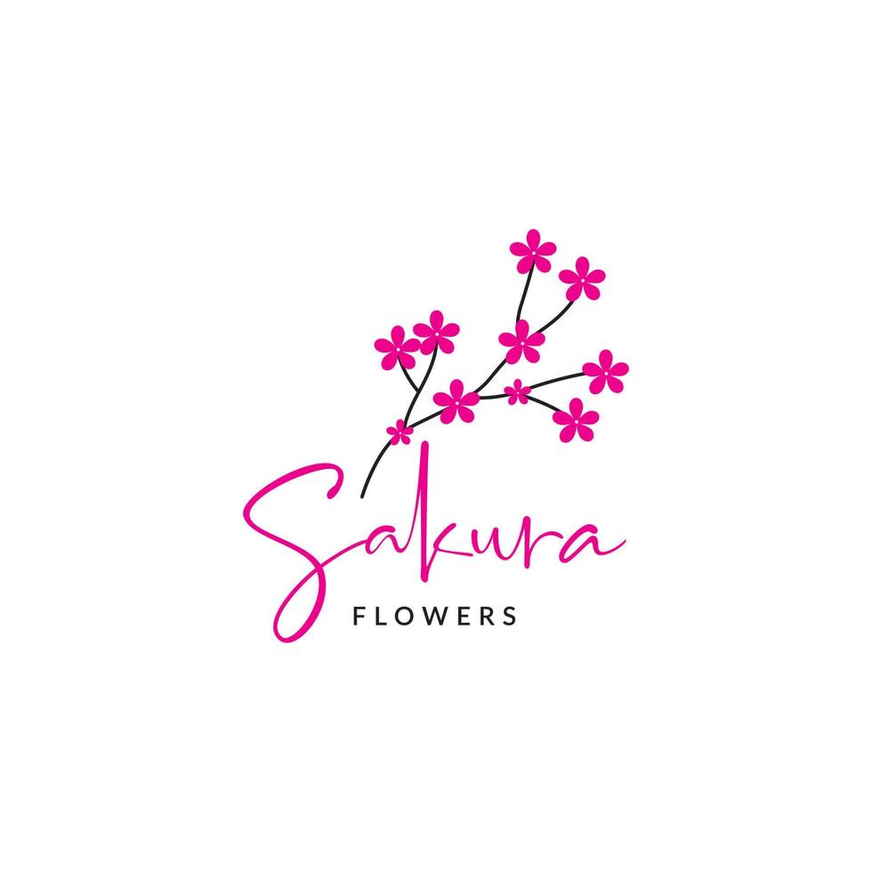 beauty flower plant sakura blossom tree season logo design vector icon illustration template