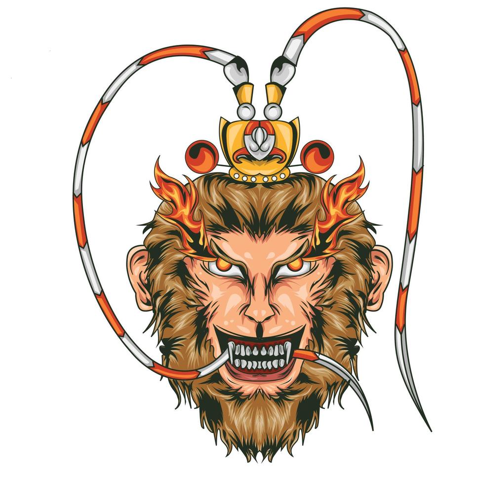 head of sun wukong the monkey king vector