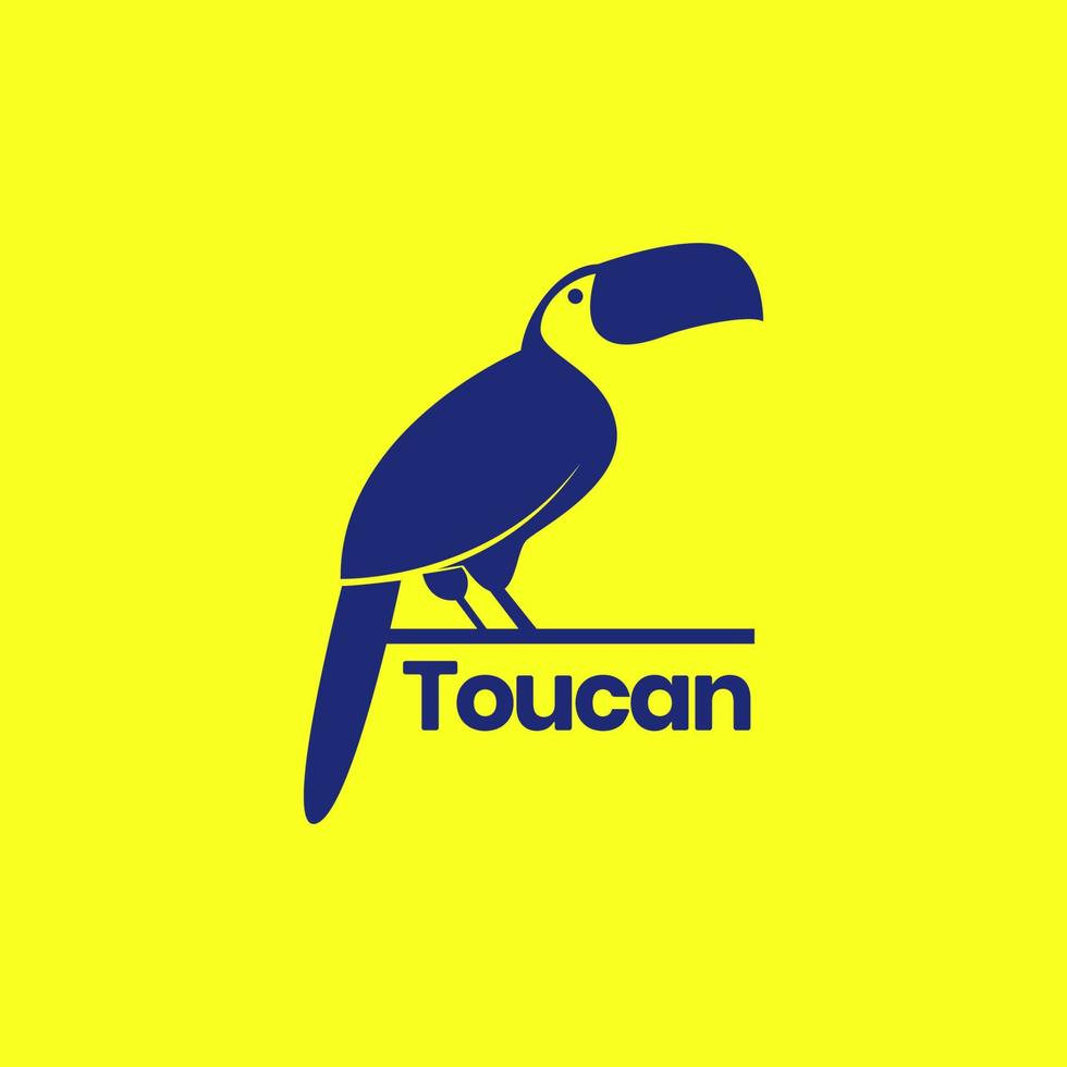 bird toucan perched branch looking food isolated logo design vector icon illustration template