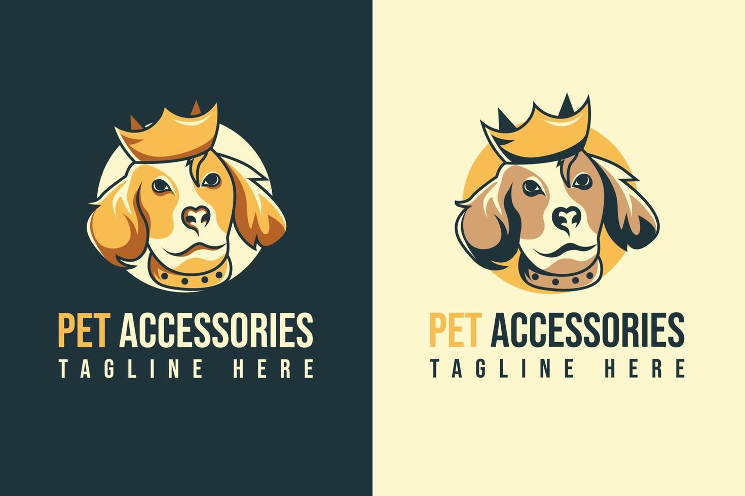 logotipo de perro mascota vectorial con corona vector