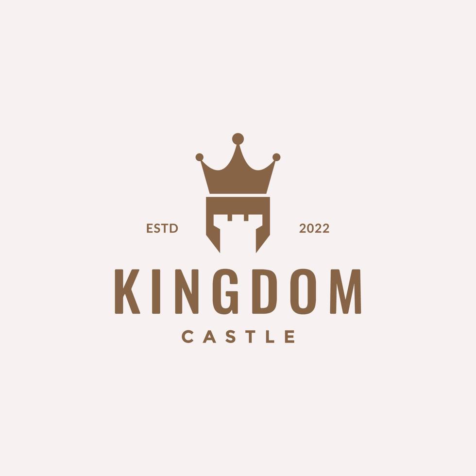 castle monument crowned kingdom empire shield guard hipster vintage logo design vector icon illustration template