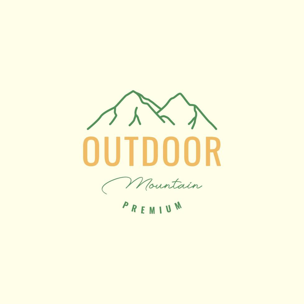 mountain hiking high hill nature outdoor lines art vintage hipster retro logo design vector icon illustration template