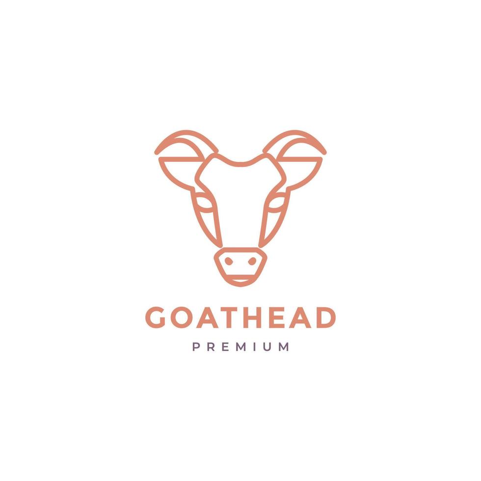 head goat cattle meat and milk line minimal logo design vector icon illustration template