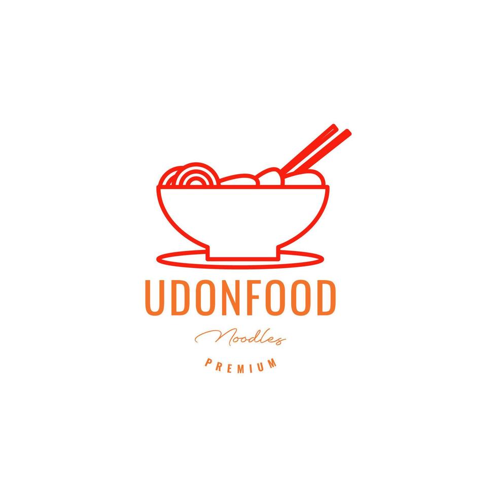 comida japonesa udon fideos especias tazón líneas deliciosas diseño de logotipo vector icono ilustración plantilla