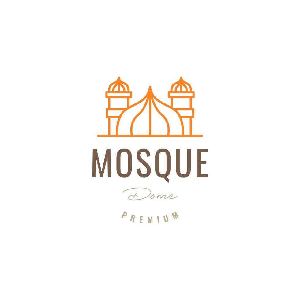 mosque dome giant muslim pray line minimal logo design vector icon illustration template