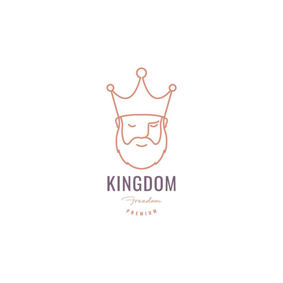 relax king of kingdom crown bearded mascot cartoon smile logo design vector icon illustration template
