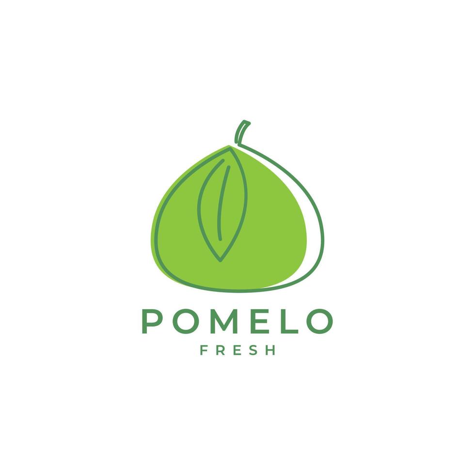 fruta fresca pomelo verde deliciosas líneas arte logotipo diseño vector icono ilustración plantilla