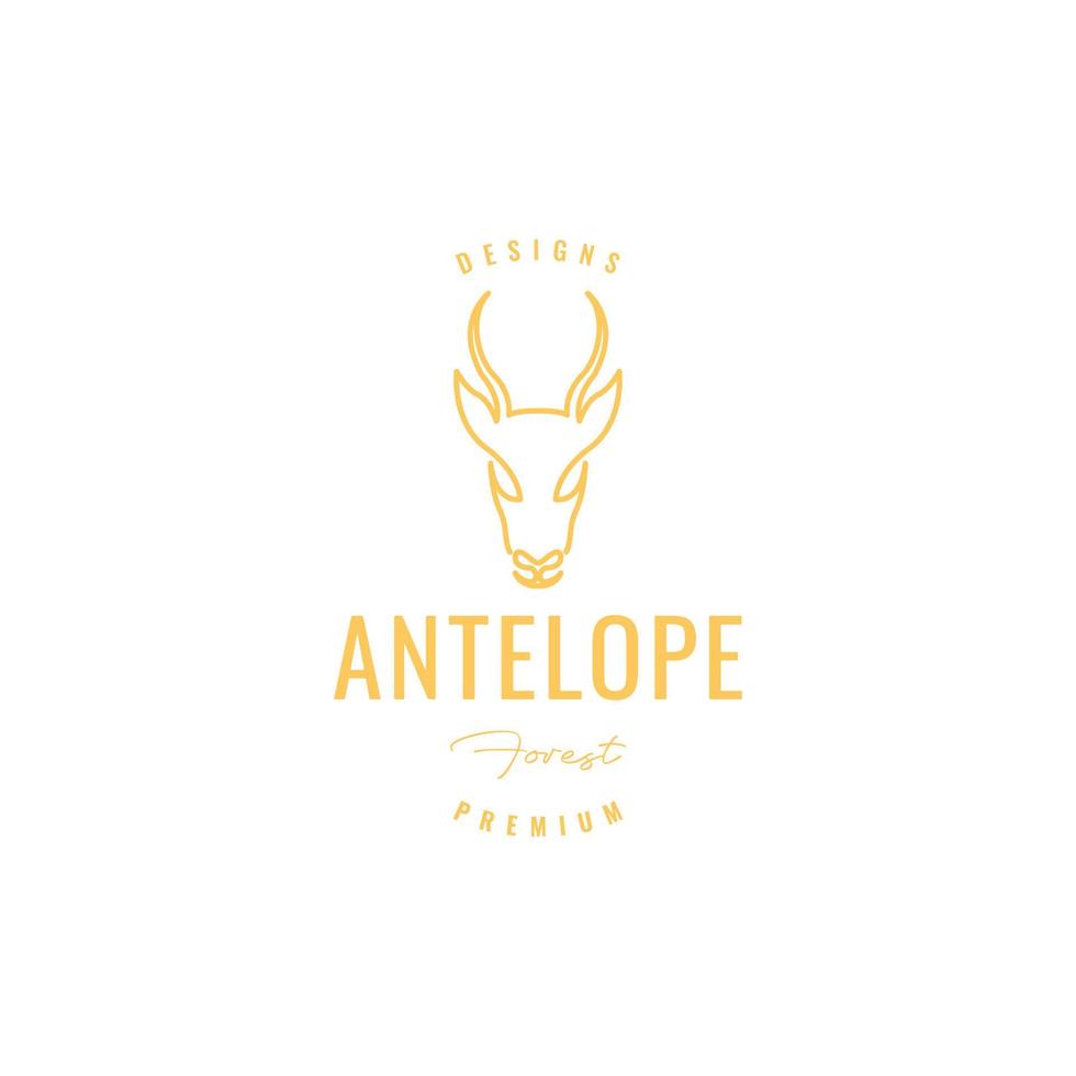 head antelope long horn deer run fast forest savanna grass logo design vector icon illustration template